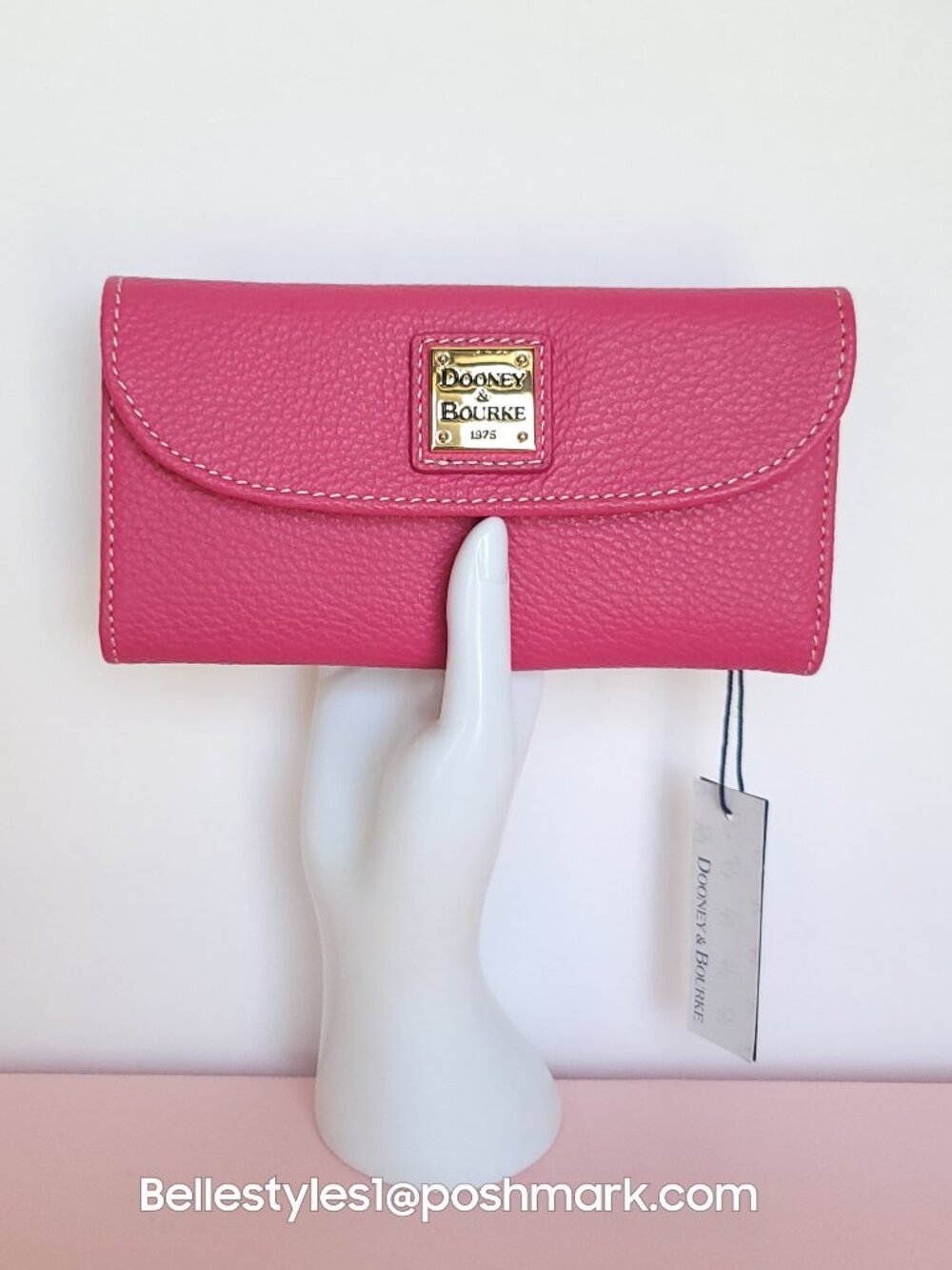 DOONEY & BOURKE Pebbled Grain Leather Continental Clutch Wallet-Fuchsia color⭐